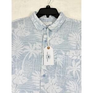 Vintage Summer Shirt Medium Men’s Blue Floral Button Up Lightweight NWT